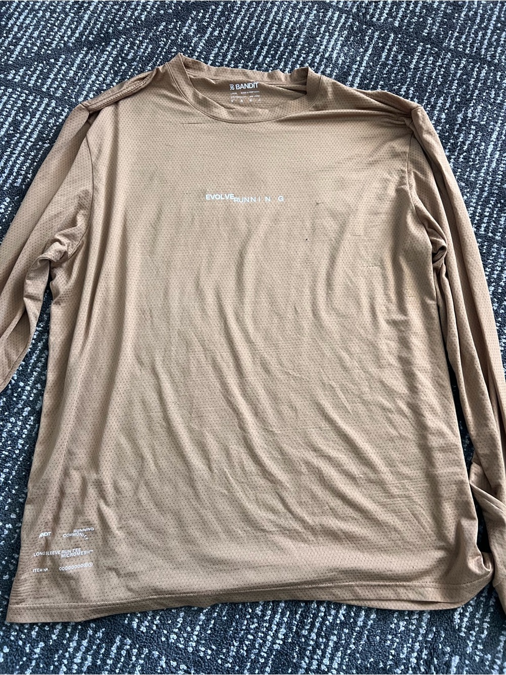 Bandit Running Evolve Long Sleeve Performance Shirt Tan Size XL
